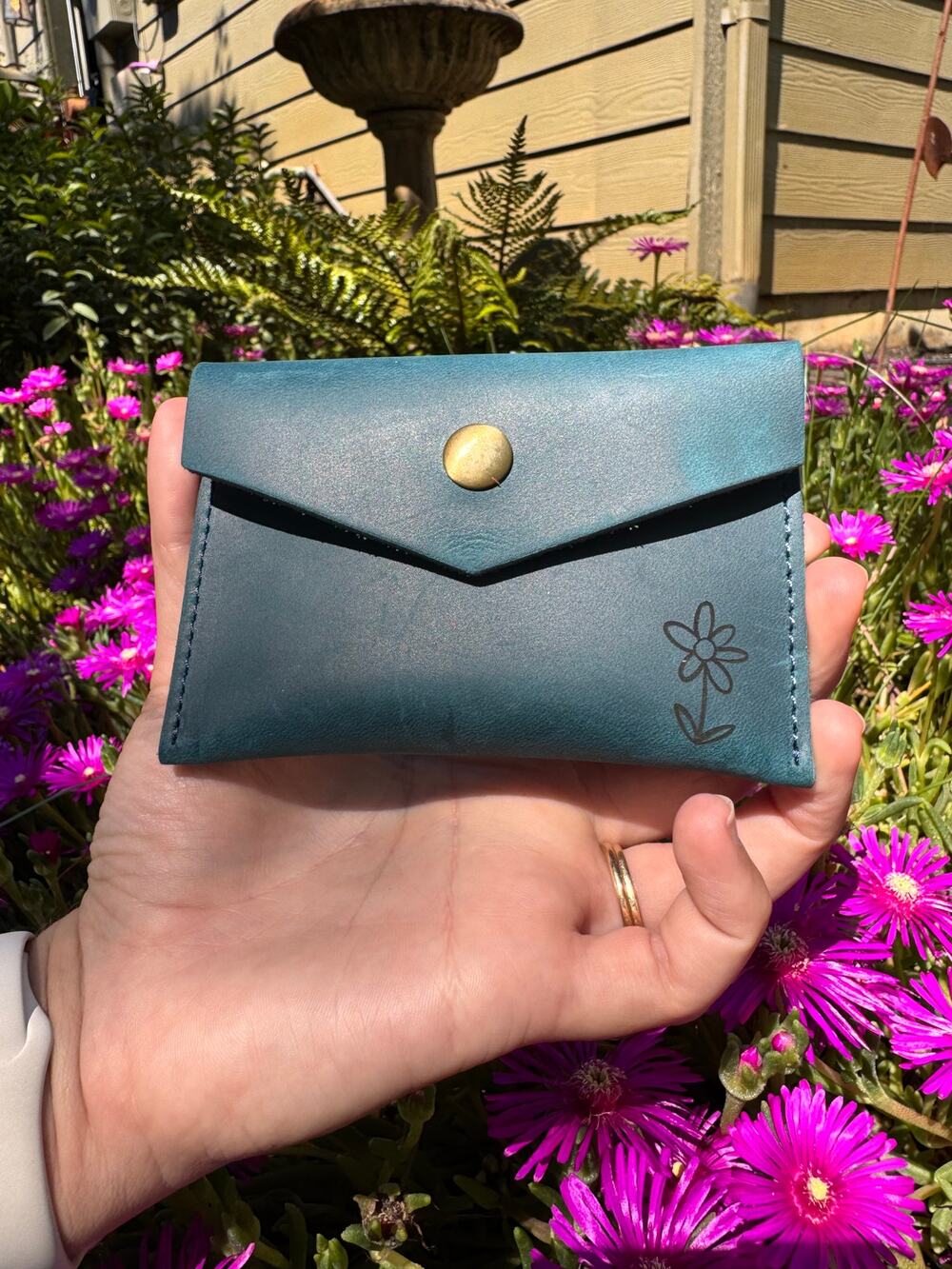 Genuine Leather Wallet OCEAN BLUE Credit Card Holder Wallet NEW FAST SHIP